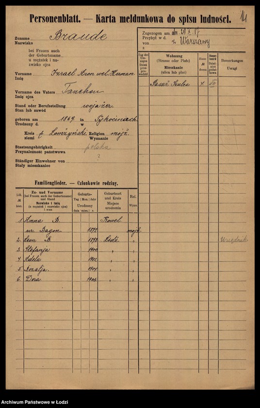 image.from.unit.number "[Spis ludności Łodzi] Bratus - Braune"