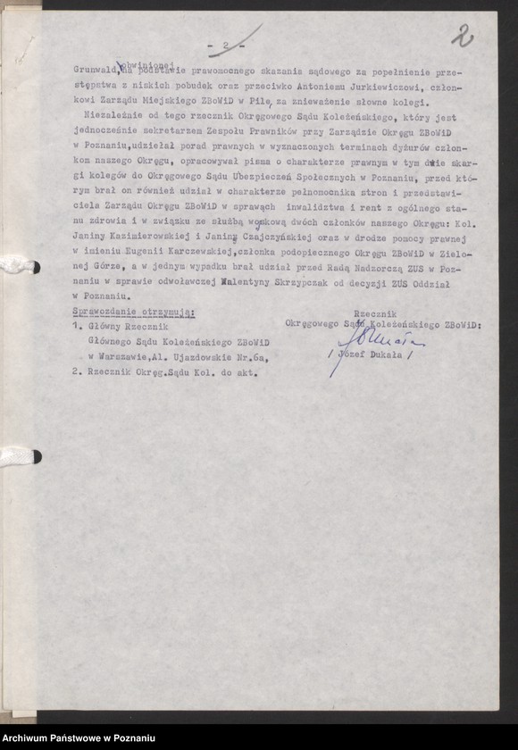 Obraz 11 z jednostki "Sprawozdanie z działalności Rzecznika Okręgowego Sądu Koleżeńskiego za okres od 1.l. - 30.Vl.1971 roku - 1973 roku"