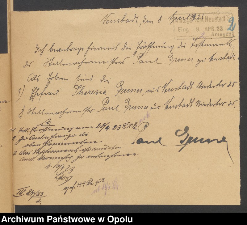 Obraz 6 z jednostki "Verfügung von Todes wegen des Stellmachermeisters Paul Gruner in Neustadt"