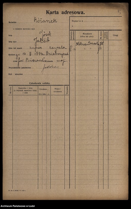 Obraz 7 z jednostki "[Spis ludności Łodzi] Rożana-Różyński"