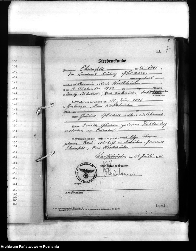 Obraz 11 z jednostki "Wykazy miejscowych Niemców, którzy zginęli w 1939 roku. Kreis Warthbrüchen (Koło)"