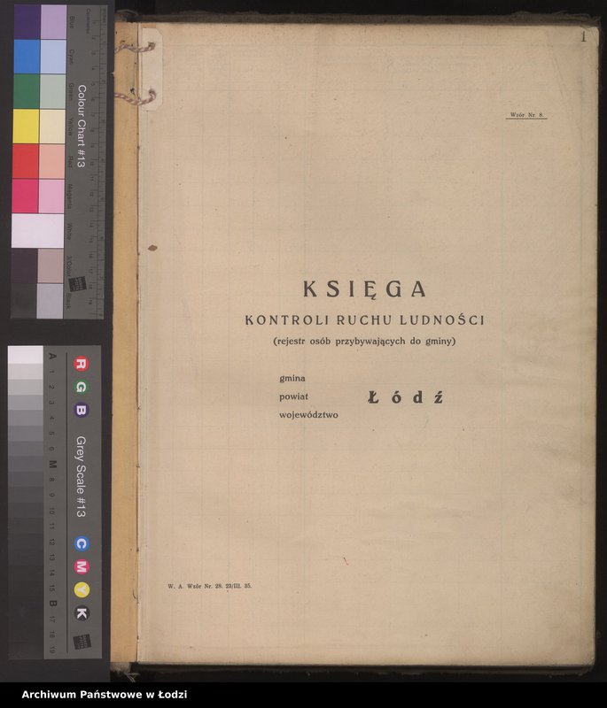 Obraz 4 z jednostki "Księga kontroli ruchu ludności (rejestr osób przybywających do gminy) Łódź, zespół III lit. H, I, J, L, Ł"