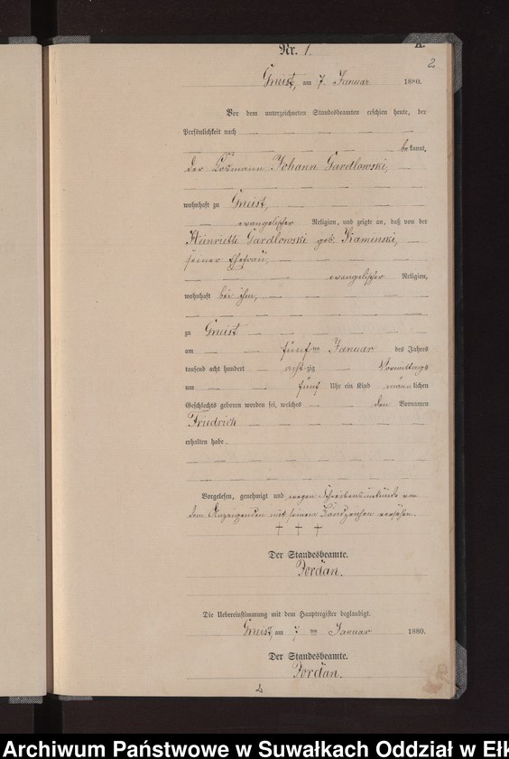 image.from.unit.number "Geburts-Neben-Register des Königlich Preussischen Standes-Amtes Gneist Kreis Loetzen"