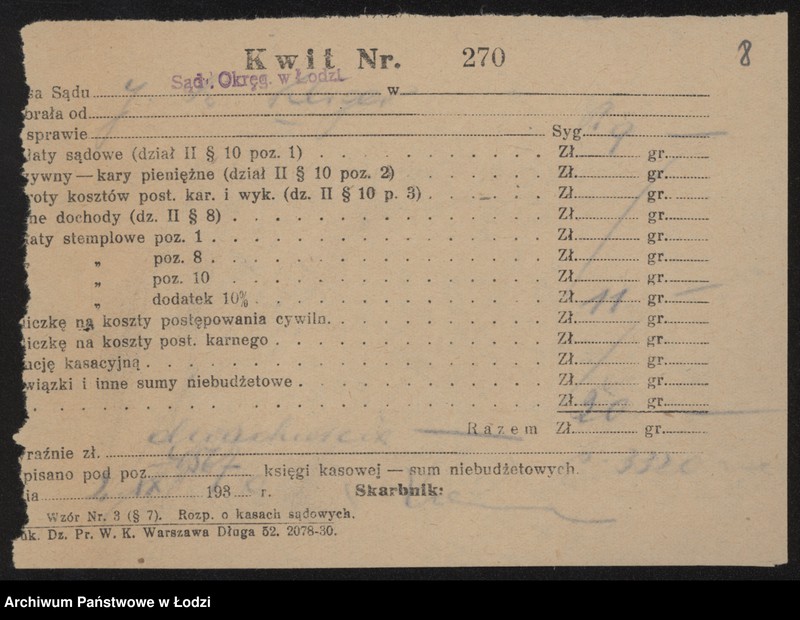 Obraz 10 z jednostki "Juda Szlama Kliger- drobna sprzedaż na raty towarów wełnianych i półwełnianych krajowych"