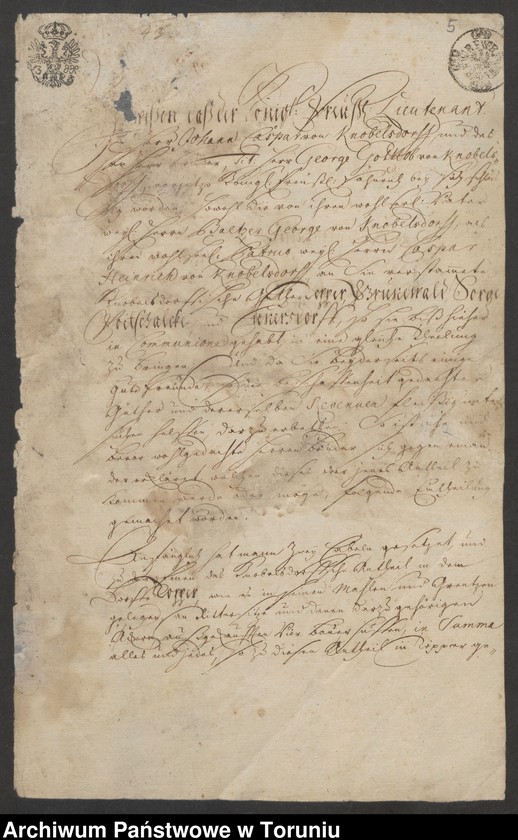 image.from.unit.number "[Sczaniec, Toporów, Kunowice (koło Świebodzina). Pisma urzędowe (m. in. Georga hr. z Oppersdorf) dot. ww. miejscowości]"