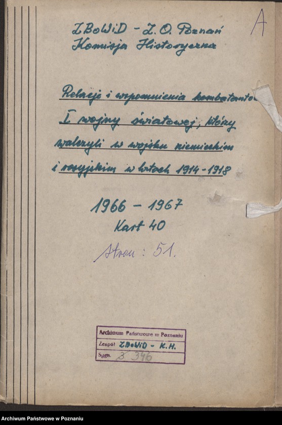image.from.unit.number "Relacje uczestników l wojny światowej, którzy walczyli w wojsku niemieckim i rosyjskim w latach 1914 - 1918."