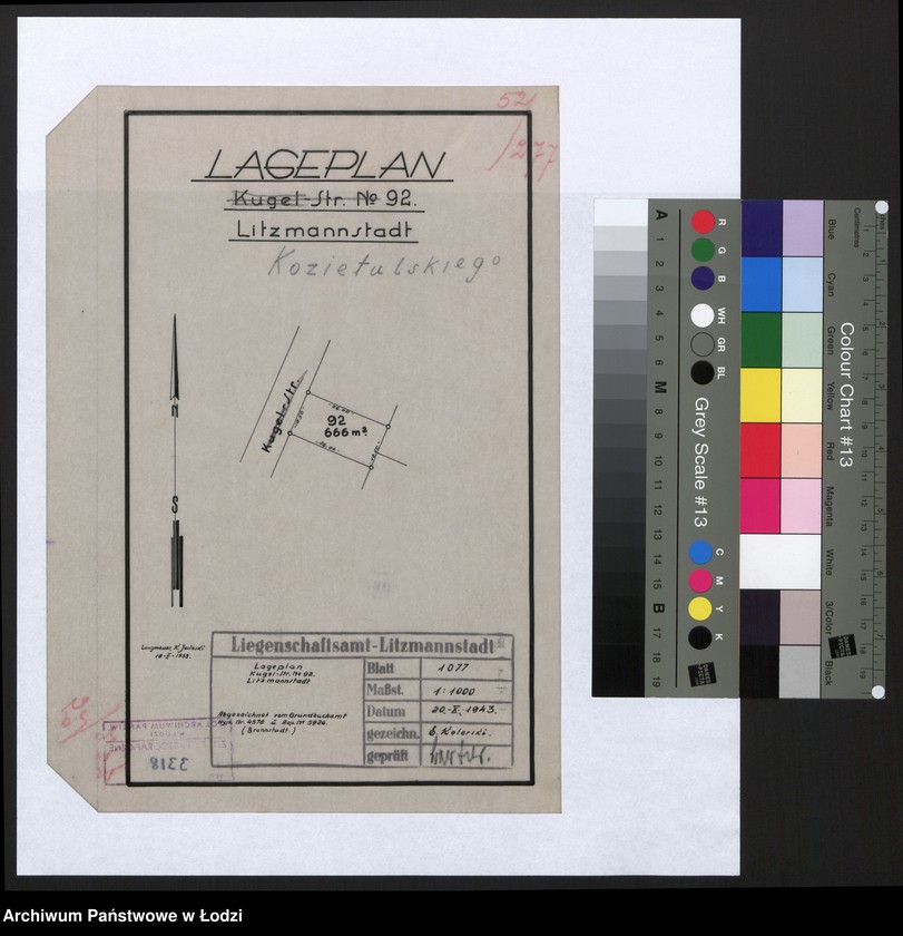 Obraz 1 z jednostki "Lageplan Kugel Strasse No 92 Litzmannstadt"