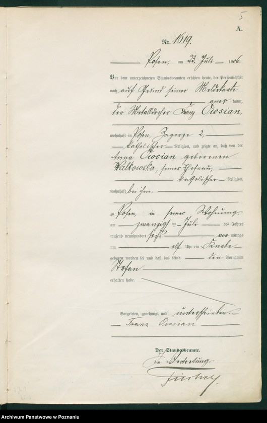 Obraz 7 z jednostki "Księga miejscowa urodzeń tom IV"