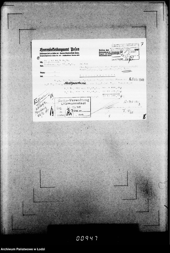 Obraz 11 z jednostki "[Rachunki Heeresbekleidungsamt Posen dla Zarządu Getta]"
