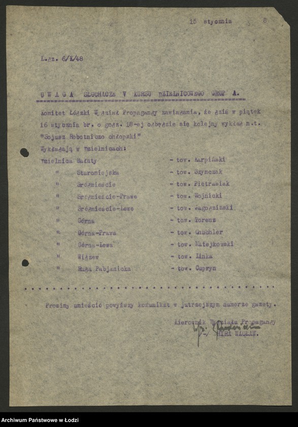 Obraz 6 z jednostki "Komunikaty w sprawie szkolenia międzypartyjnego"