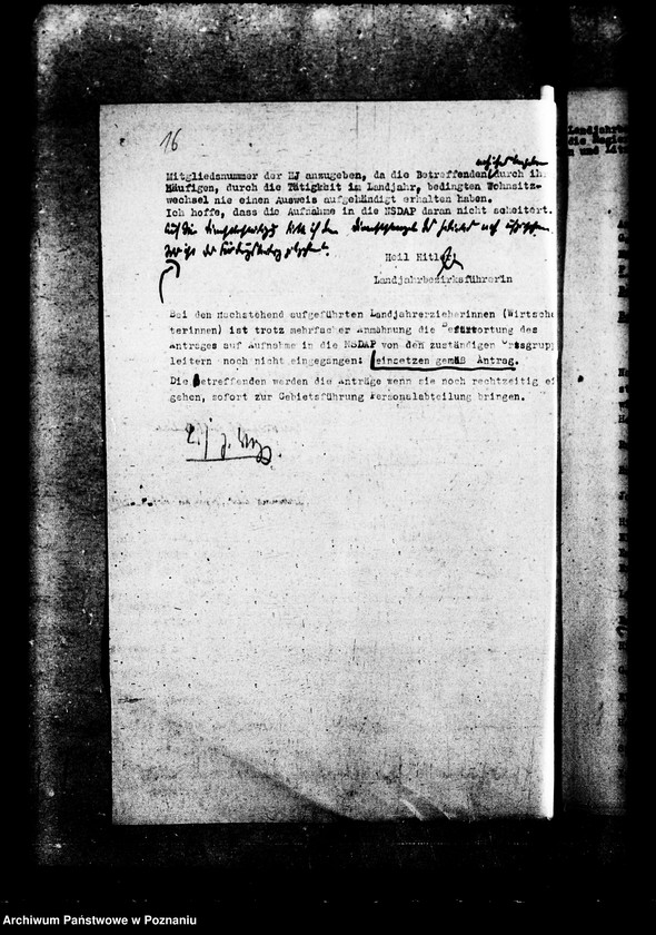 Obraz 20 z jednostki "Aufnahme von Landjahrzieherinnen in die NLDAP"