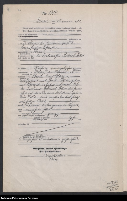 Obraz 6 z jednostki "Księga miejscowa zgonów tom III [Rejestr główny zgonów]"