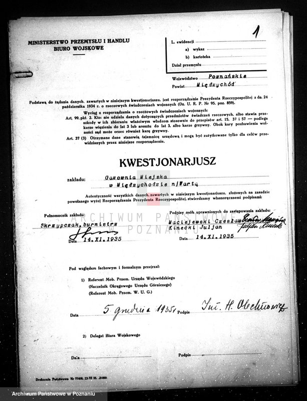 Obraz 4 z jednostki "Gazownia Miejska w Międzychodzie kwestionariusz"