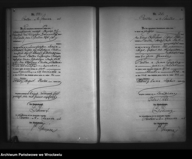Obraz 20 z jednostki "Geburts-Neben-Register Breslau I 1875 Band 1"