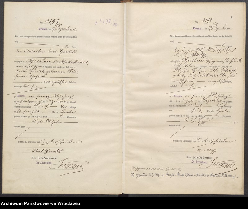 image.from.unit.number "Geburts-Haupt-Register Breslau I 1911 Band 9"