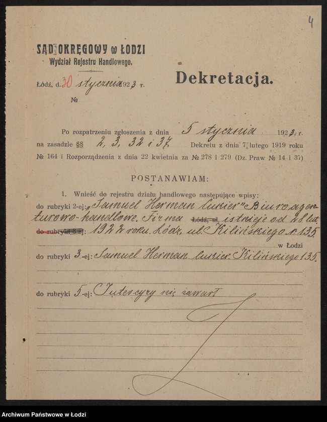 Obraz 6 z jednostki "Samuel Herman Cukier- Biuro Agneturowo-Handlowe"