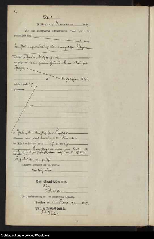 image.from.unit.number "Sterbe-Neben-Register Breslau II 1889 Band 1"