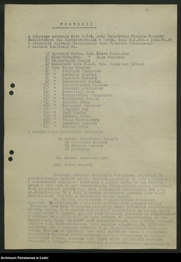 Obraz 14 z jednostki "Protokoły kół PPR z różnych zakładów"