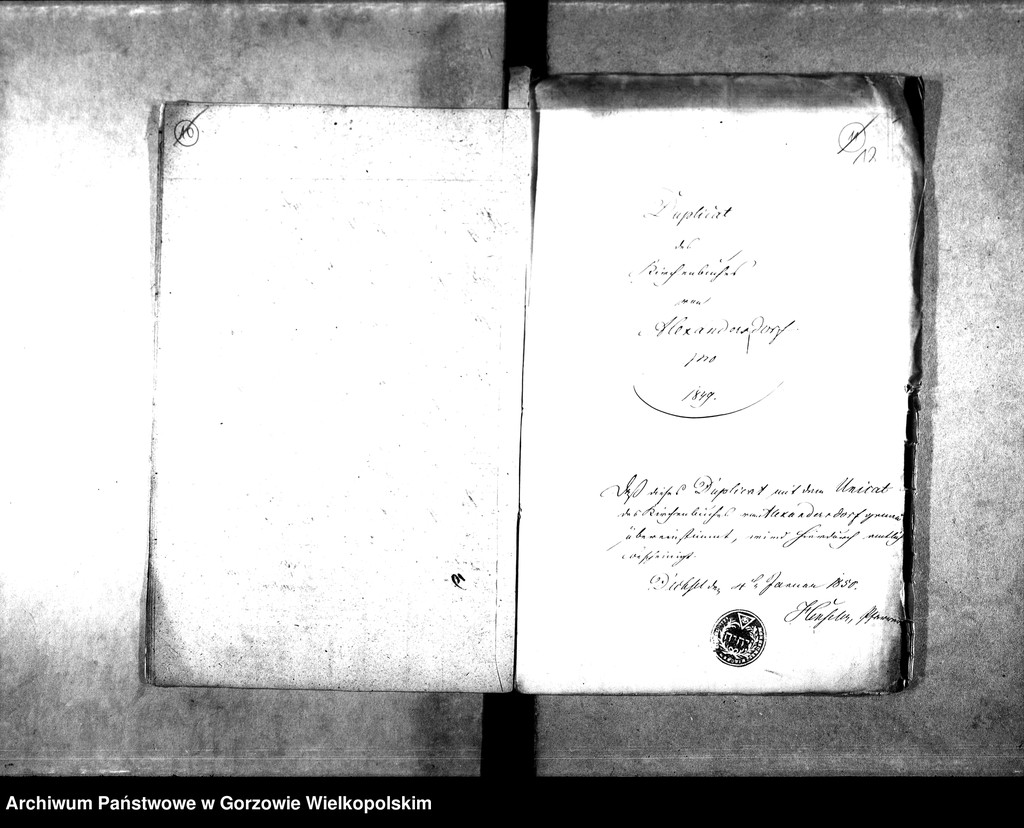 image.from.unit.number "Duplikate der Kirchenbücher von der Parochie Morrn: Morrn (Murzynowo), Johanneswunsch (Dobrojewo), Alexandersdorf (Gościnowo), Pollychen (Stare Polichno)"