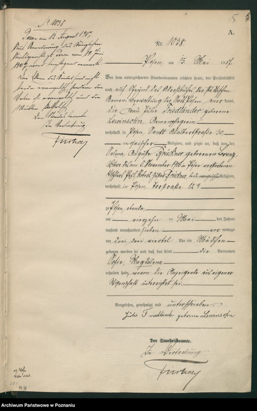 Obraz 7 z jednostki "Księga miejscowa urodzeń tom III [Rejestr główny urodzeń]"