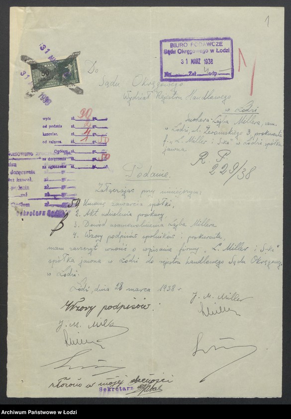 Obraz 3 z jednostki "Jakub Moszek Miller, Sucher Lajb Miller- wyrób i sprzedaż towarów włókienniczych"