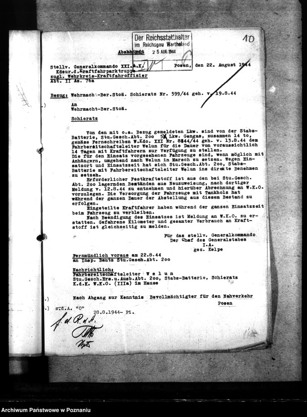 Obraz 14 z jednostki "Stellung von Alarm - Fahrzeugen für den Stellungsbau. Gespannstellung für Ostraumschutz. Beordnung von Gespannen."