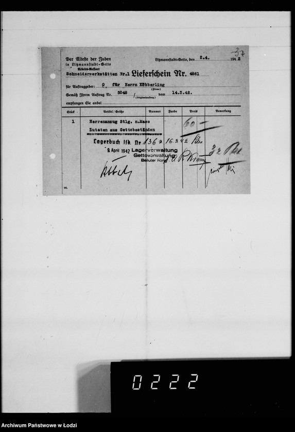 Obraz 12 z jednostki "Kürschnerei. [Zamówienia, rachunki i świadectwa dostaw]"