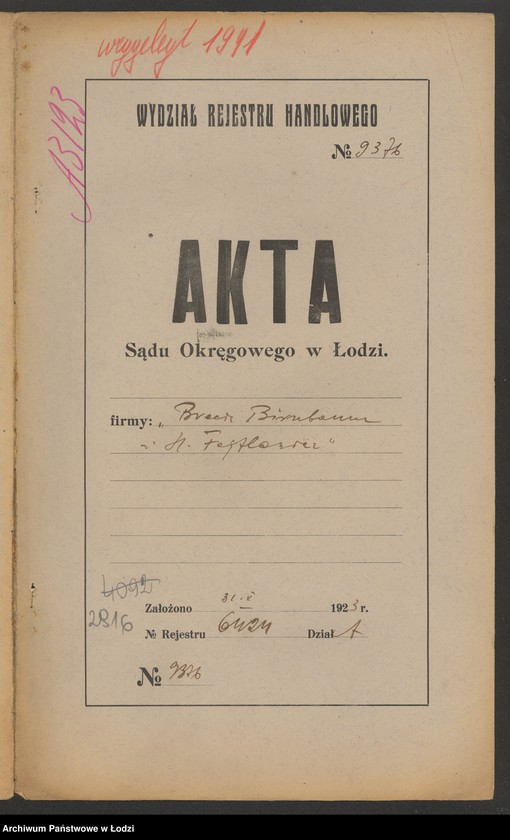 Obraz 2 z jednostki "Bracia Birnbaum i H.Feitlowicz- kupno i sprzedaż towarów manufakturowych"