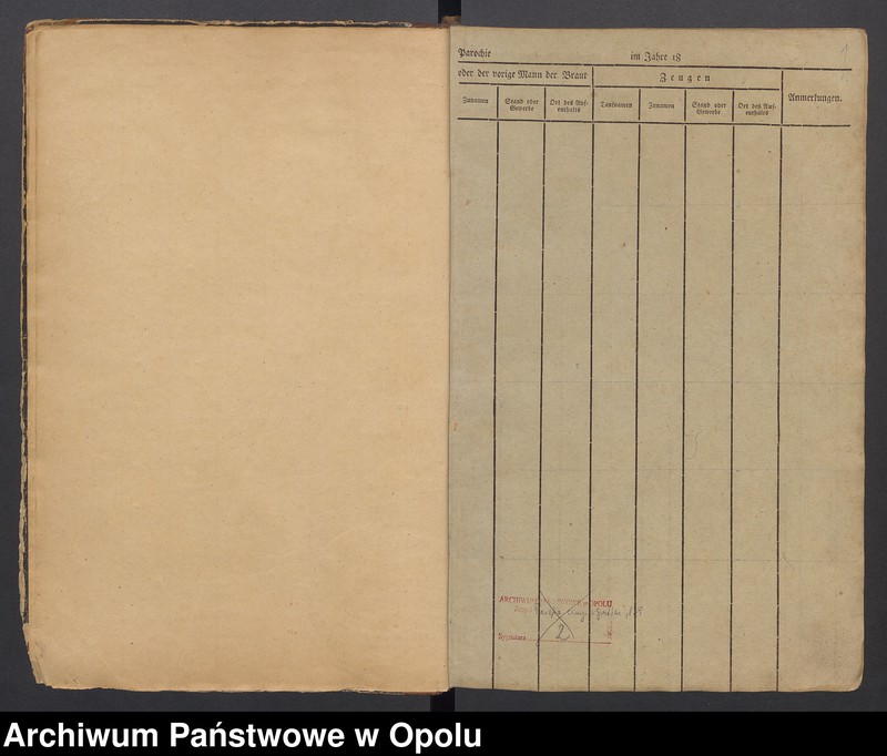 Obraz z jednostki "Verzeichniss die Copulirten unter der Parochie Friedrichs-Grätz vom Jahre 1822 an bis 1840. Tom I"
