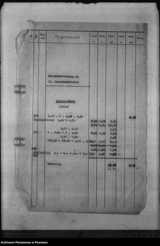 Obraz 12 z jednostki "Schlossumbau in Posen. Kostenanschläge"