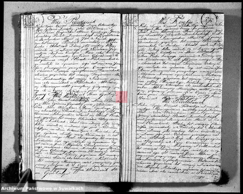 image.from.unit.number "Księga aktu urodzonych gminy suwalskiey, powiatu dąbrowskiego w departamencie łomżyńskim od dnia 1 maja 1815 do 1 maja 1816"