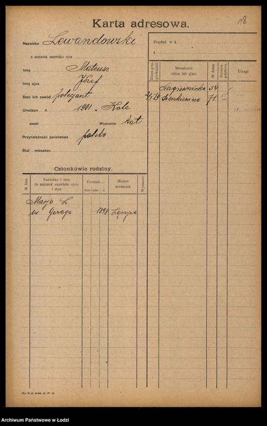 Obraz 20 z jednostki "[Spis ludności Łodzi] Lewandowski - Lewertow"