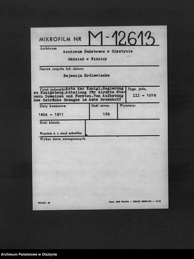 Obraz 2 z jednostki "Aufhebung des Getränke Zwanges im Amt Greunhoff"