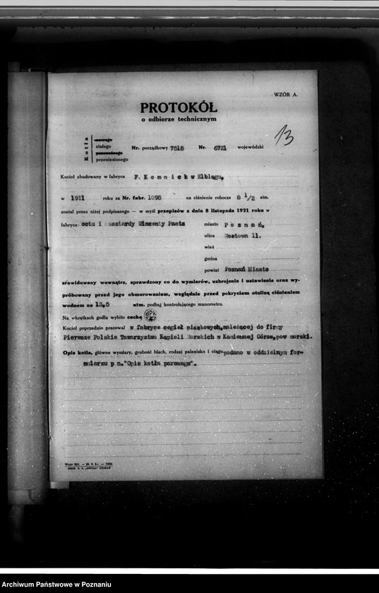 Obraz 18 z jednostki "Fabryka octu Wincenty Paetz Poznań ul. Mostowa 11 nr woj. 6721"