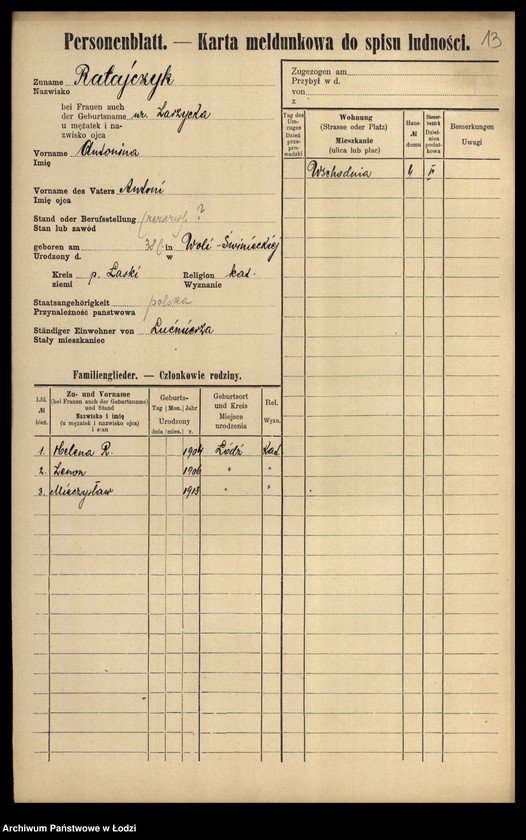 image.from.unit.number "[Spis ludności Łodzi] Ratajczyk-Ratke"