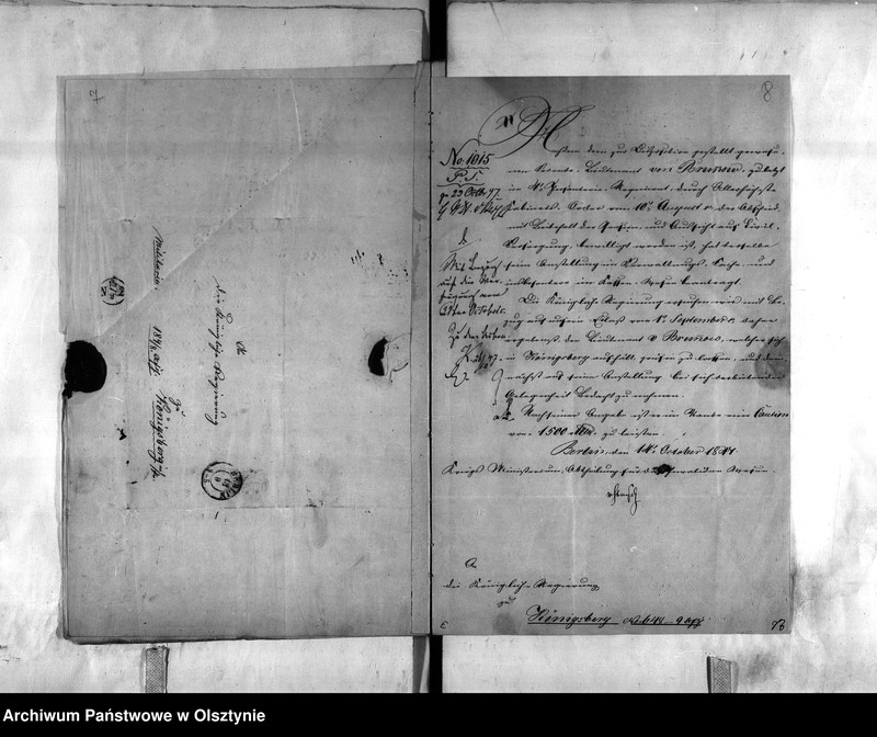 image.from.unit.number "Anstellung des pensionirten Seconde-Lieutenant von Brunnow"