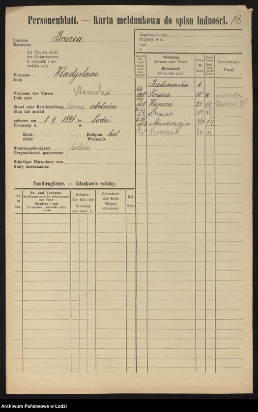 Obraz 20 z jednostki "[Spis ludności Łodzi] Bruzda - Brzeziner"