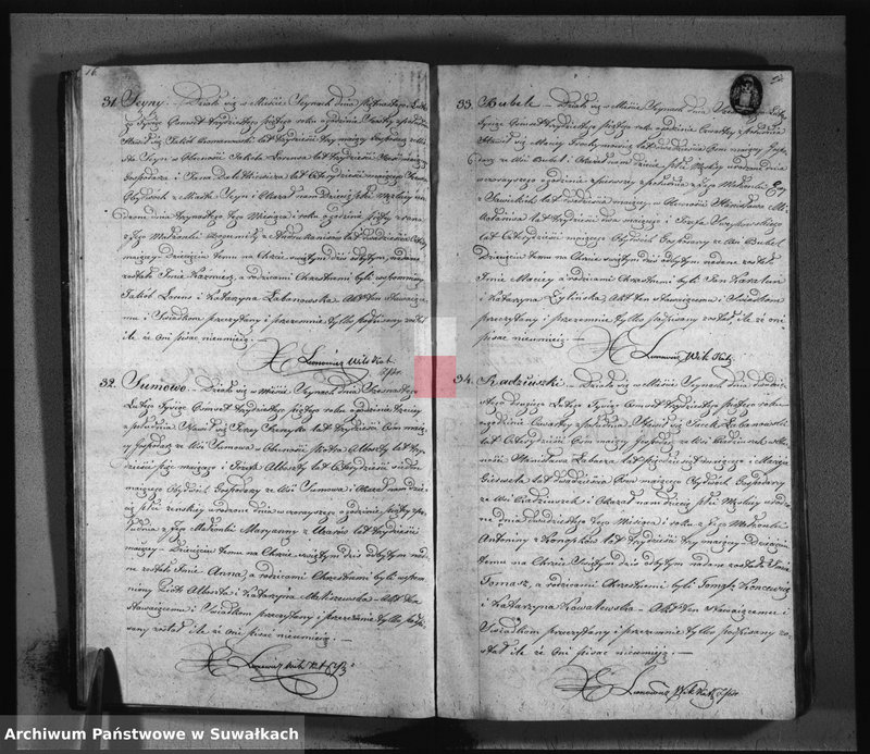 image.from.unit.number "Duplikat akt urodzonych, zaślubionych i umarłych w parafij seyneńskiey roku 1835"