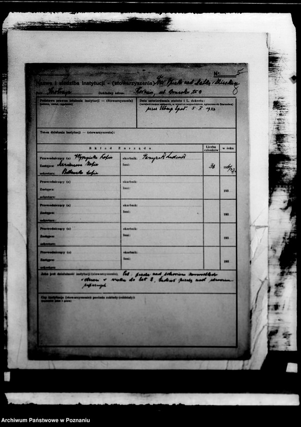 Obraz 13 z jednostki "/Kartoteka zakładów opiekuńczych/ dane z 1933-37"