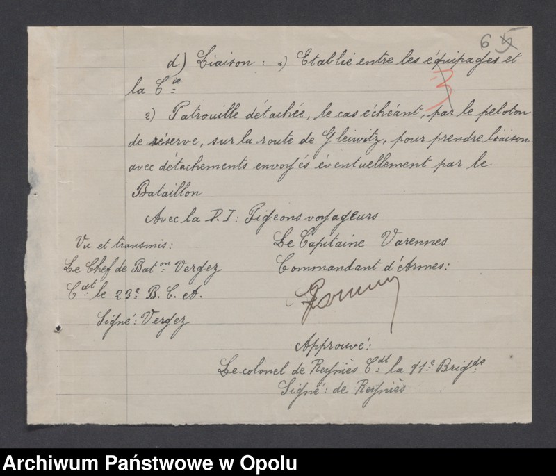 Obraz 8 z jednostki "/Plany obrony poszczególnych garnizonów przez oddziały wojsk francuskich na Górnym Śląsku na wypadek alarmu/"