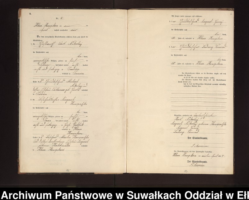 image.from.unit.number "Heiraths-Neben-Register des Preussischen Standes-Amtes Gross Konopken Kreis Loetzen"