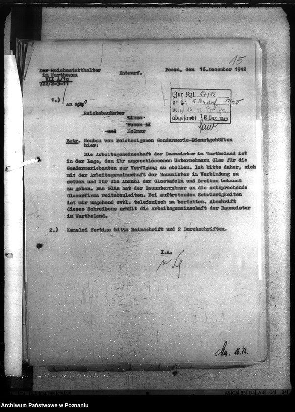 Obraz 19 z jednostki "Althütte- Kreis Scharnikau, Nordwalde, Kreis Obornik, Feldhei, Kreis Obornik (budowy na rzecz policji)"