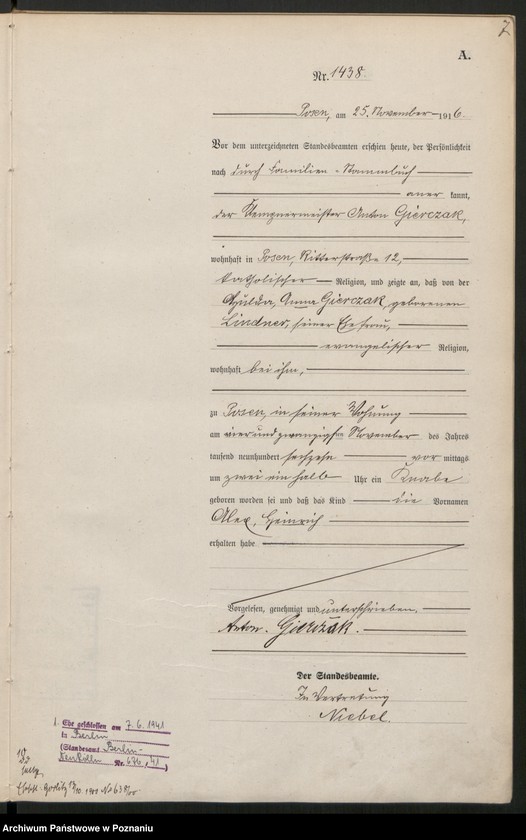 Obraz 9 z jednostki "Księga miejscowa urodzeń tom IV [Rejestr główny urodzeń]"