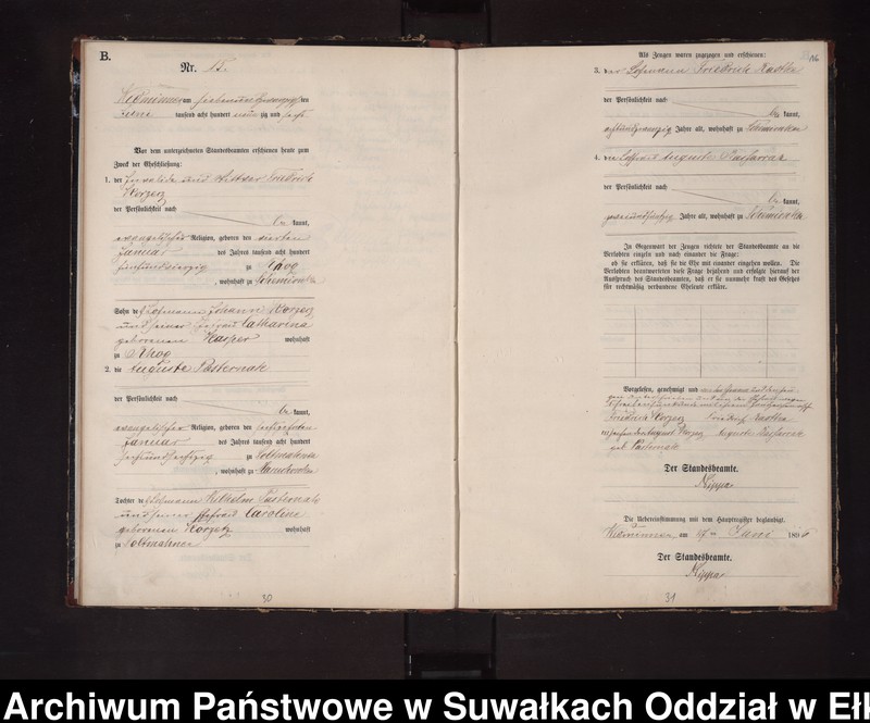 Obraz 19 z jednostki "Heiraths-Neben-Register des Preussischen Standes-Amtes Widminnen Kreis Loetzen"