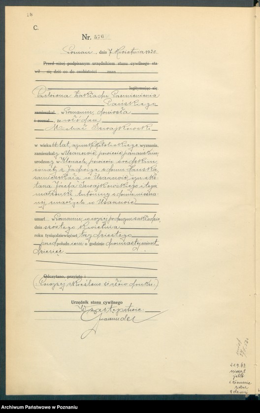 Obraz 20 z jednostki "Księga miejscowa zgonów tom II [Rejestr główny zgonów]"