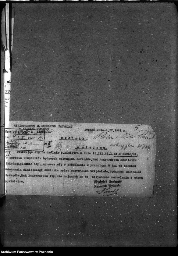 Obraz 9 z jednostki "Sprawy osobowe Personalia - zajęcia poboczne urzędników państwowych"