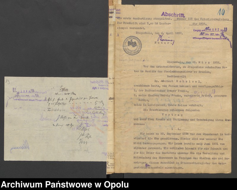 image.from.unit.number "Grundakten für Band VII Blatt 265 des Grundbuchs von Oberlangendorf Eigentümer Albert und Hedwig geboren Schope Rothersche Eheleute, Franke Gregor Hedwig Franke Rother geboren Schöpe, Kirchner August."
