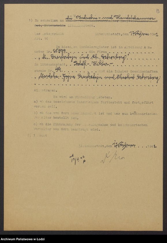 Obraz 15 z jednostki "Mordcha Jojne Scharfsztejn, Chaskiel Sztrozberg – sprzedaż towarów włókienniczych własnego wyrobu"