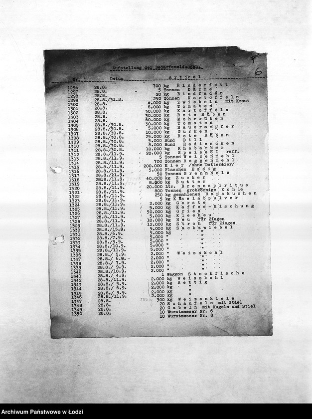 Obraz 9 z jednostki "Bedarfsmeldungen [Kopie skierowanych do Getto Verwaltung (Zarządu Getta) zapotrzebowań na surowce, materiały, narzędzia, maszyny itp. potrzebne resortom pracy do produkcji]"