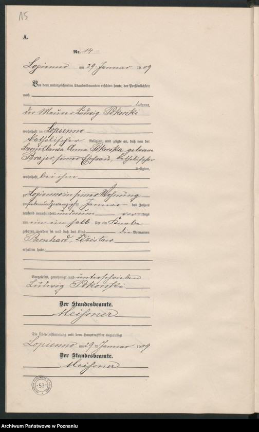 Obraz 18 z jednostki "Geburts-Nebenregister"